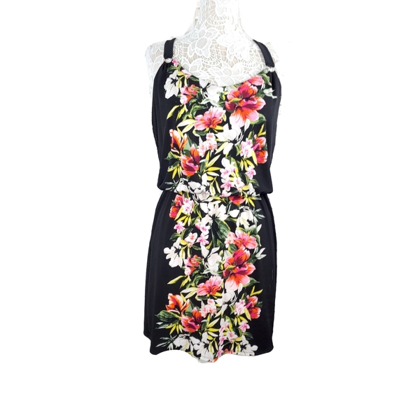 White House Black Market Wmn M Flowery Tunic Dress - Picture 3 of 5